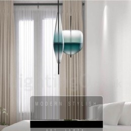 Lámpara colgante moderna y contemporánea de color degradado con pantalla de cristal