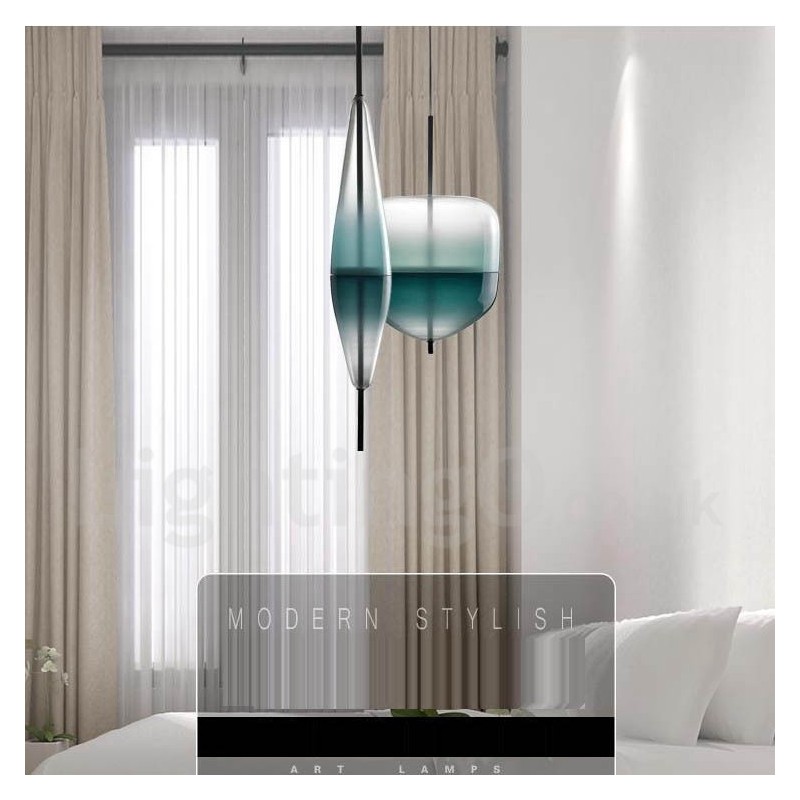 Lámpara colgante moderna y contemporánea de color degradado con pantalla de cristal