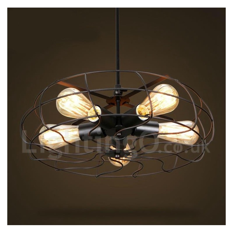 Lámpara colgante retro vintage de 5 luces