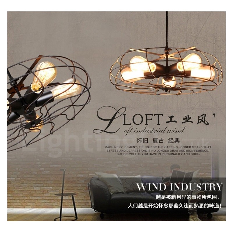 Lámpara colgante retro vintage de 5 luces