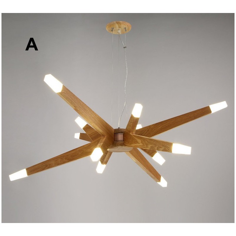Lámpara colgante moderna contemporánea de madera de 12 luces
