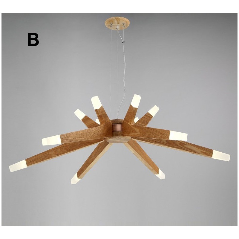 Lámpara colgante moderna contemporánea de madera de 12 luces