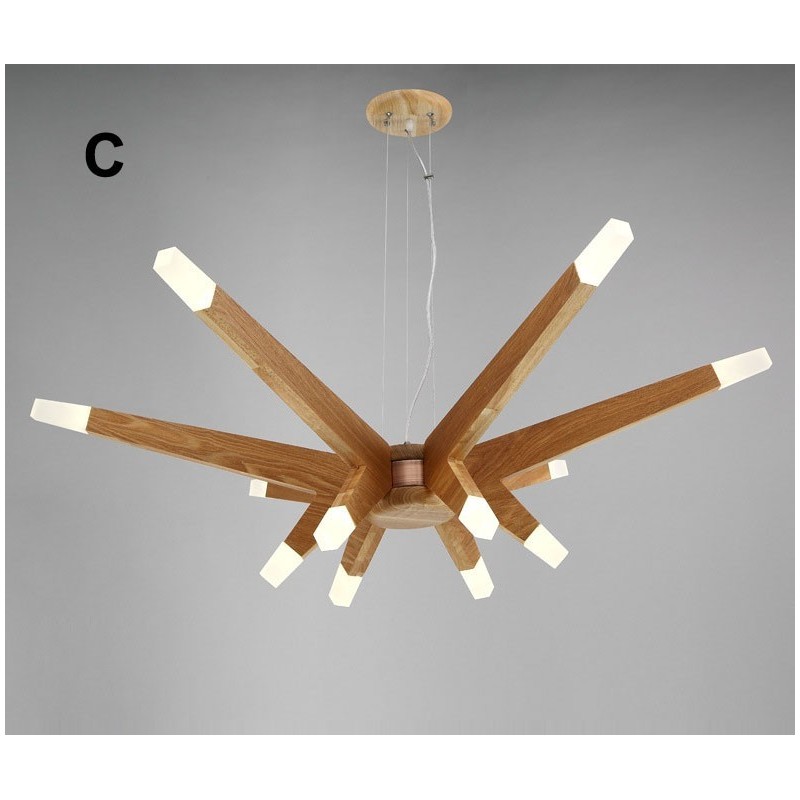 Lámpara colgante moderna contemporánea de madera de 12 luces