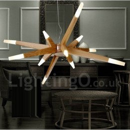 Lámpara colgante moderna contemporánea de madera de 12 luces