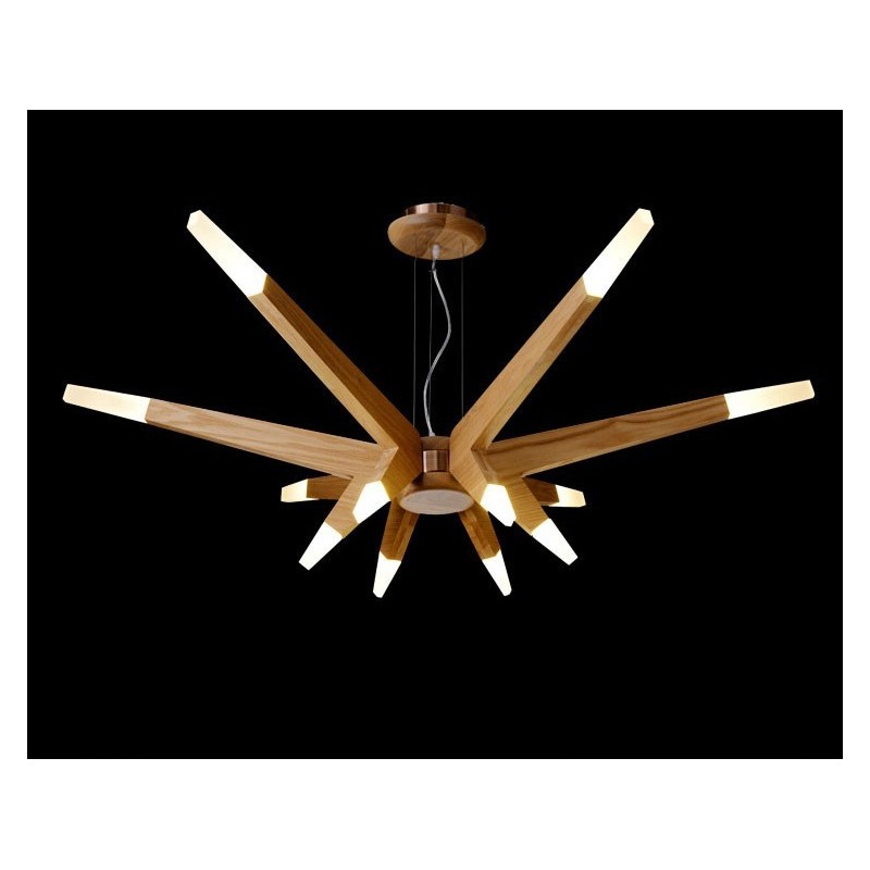 Lámpara colgante moderna contemporánea de madera de 12 luces