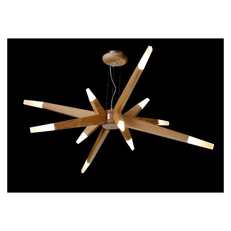 Lámpara colgante moderna contemporánea de madera de 12 luces