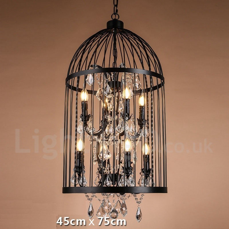 Lámpara colgante estilo jaula de pájaros de metal retro vintage de 8 luces