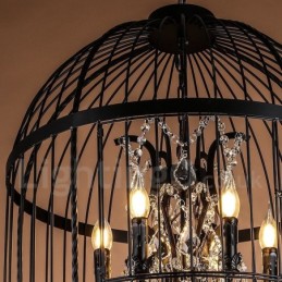 Lámpara colgante estilo jaula de pájaros de metal retro vintage de 8 luces