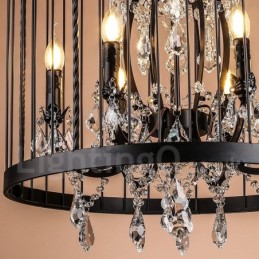 Lámpara colgante estilo jaula de pájaros de metal retro vintage de 8 luces