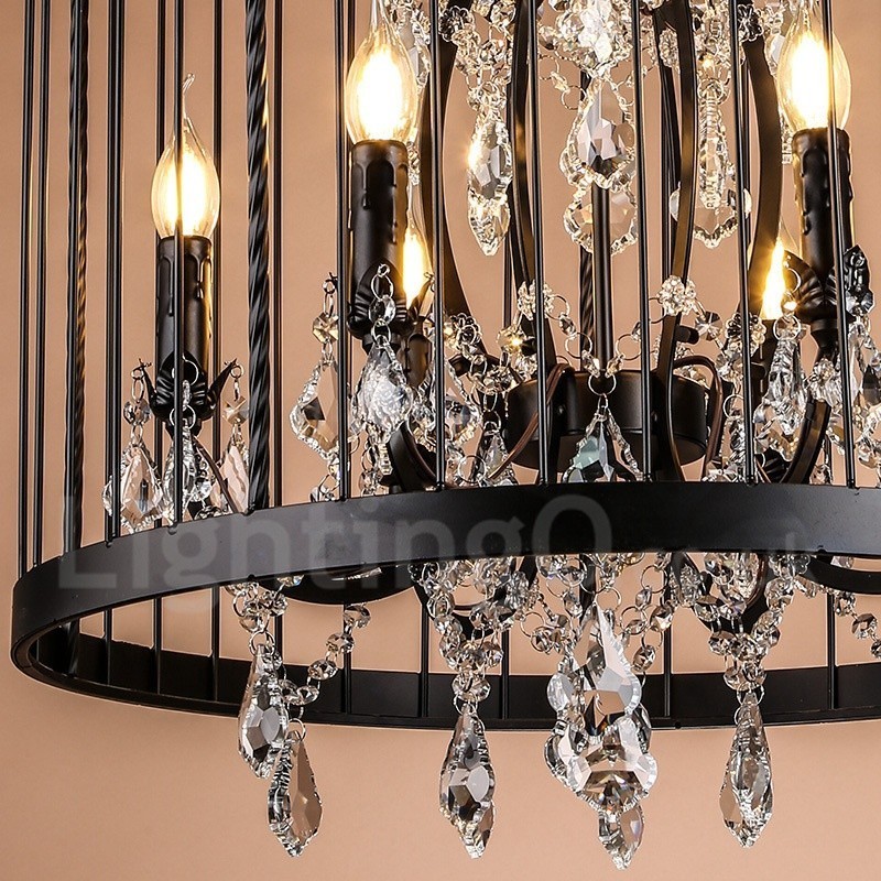 Lámpara colgante estilo jaula de pájaros de metal retro vintage de 8 luces