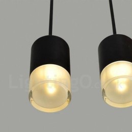 Lámpara colgante negra de 3 luces con pantalla de cristal