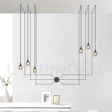 Para lámpara colgante de 6 luces con pantalla de cristal Para lámpara colgante de 6 luces con pantalla de cristal