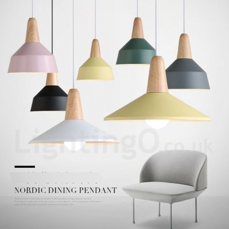 Lámpara colgante moderna contemporánea de madera y metal en varios colores Lámpara colgante moderna contemporánea de madera y metal en varios colores
