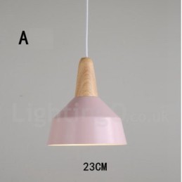 Lámpara colgante moderna contemporánea de madera y metal en varios colores