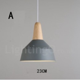 Lámpara colgante moderna contemporánea de madera y metal en varios colores