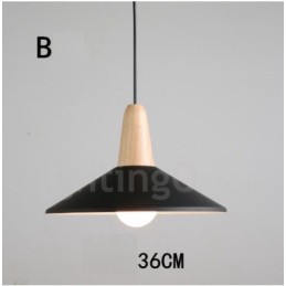 Lámpara colgante moderna contemporánea de madera y metal en varios colores