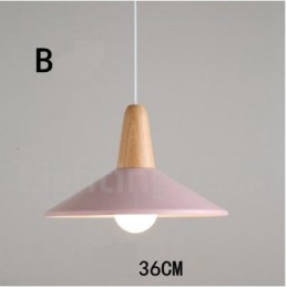 Lámpara colgante moderna contemporánea de madera y metal en varios colores
