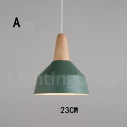 Lámpara colgante moderna contemporánea de madera y metal en varios colores