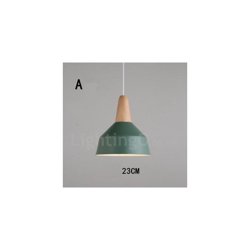 Lámpara colgante moderna contemporánea de madera y metal en varios colores