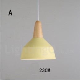 Lámpara colgante moderna contemporánea de madera y metal en varios colores
