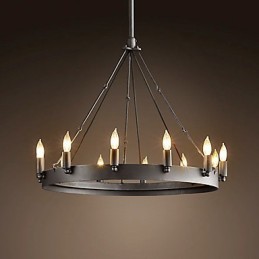 Lámpara colgante de hierro estilo retro con 12 luces y función de vela