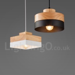 Lámpara colgante moderna contemporánea de madera, metal y madera