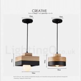 Lámpara colgante moderna contemporánea de madera, metal y madera
