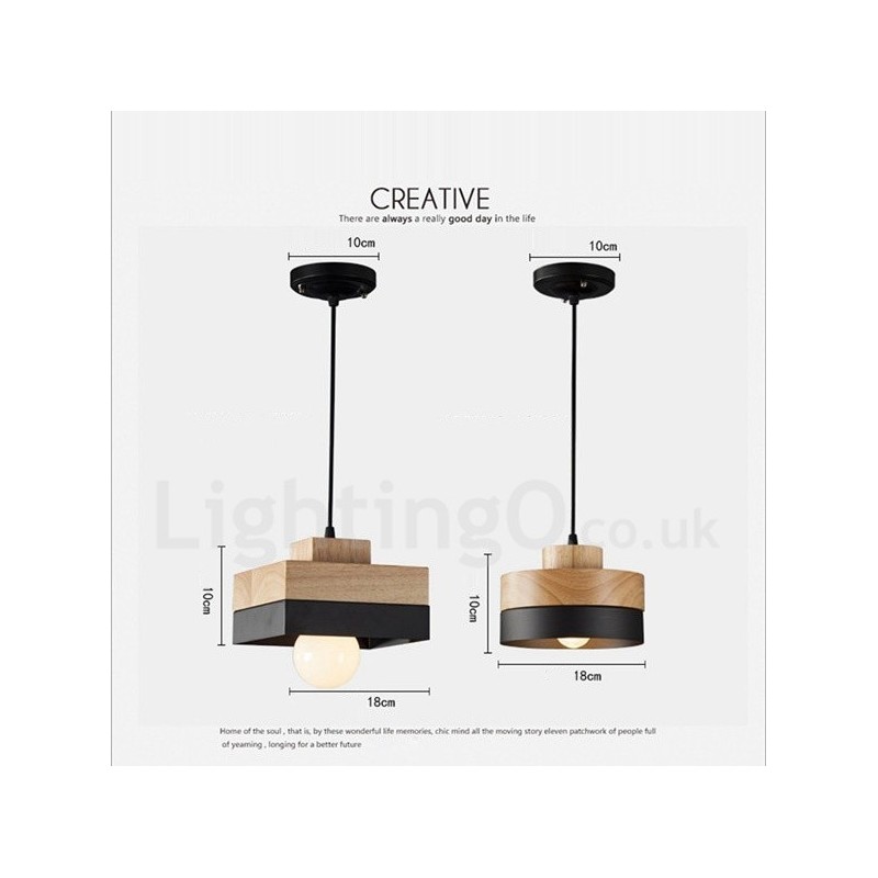 Lámpara colgante moderna contemporánea de madera, metal y madera