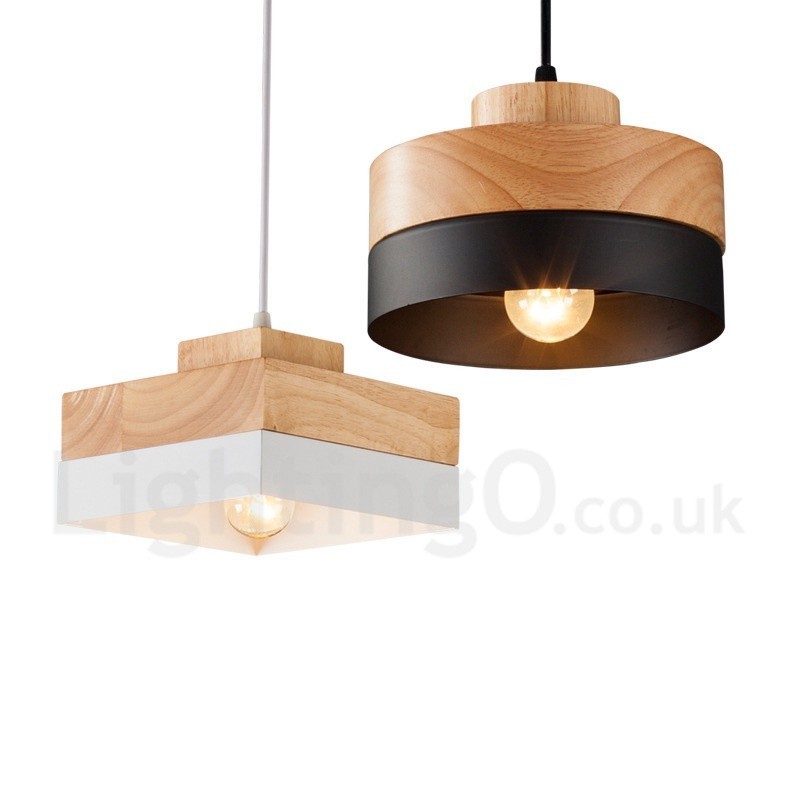 Lámpara colgante moderna contemporánea de madera, metal y madera