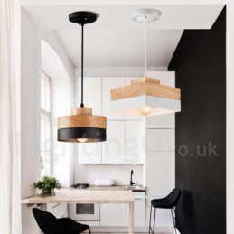 Lámpara colgante moderna contemporánea de madera, metal y madera