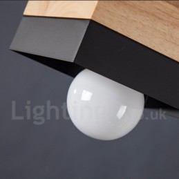 Lámpara colgante moderna contemporánea de madera, metal y madera