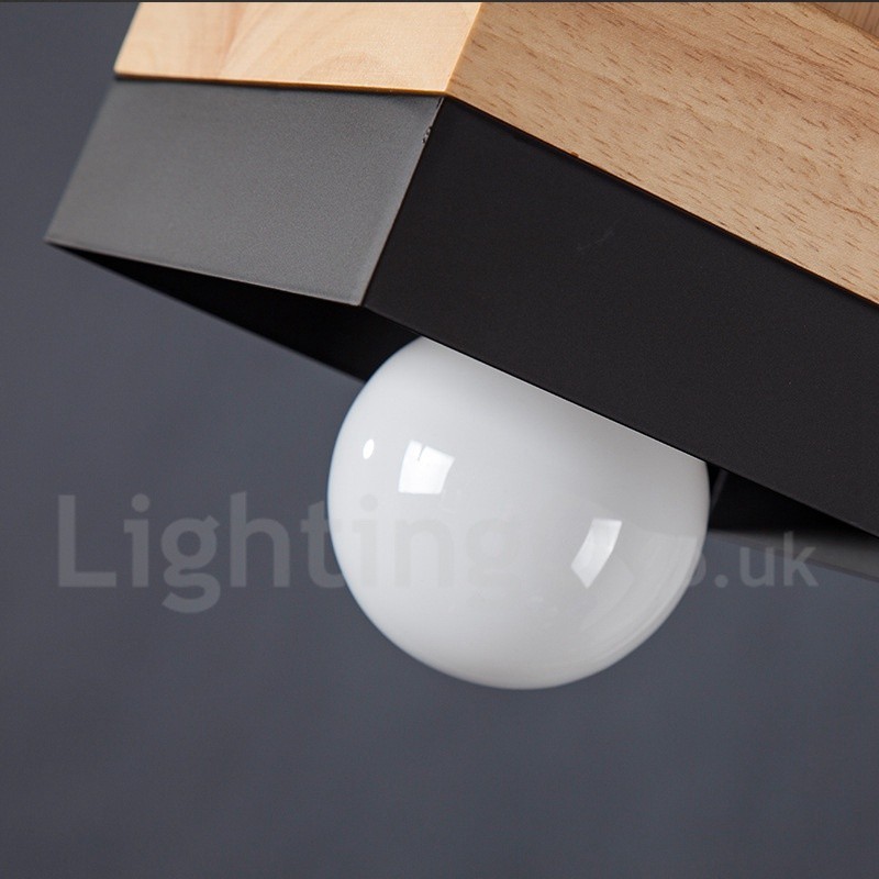 Lámpara colgante moderna contemporánea de madera, metal y madera