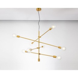 Lámpara de araña de cobre de 6 luces con pantalla de cristal