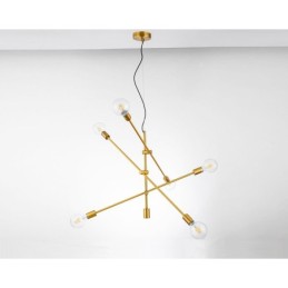 Lámpara de araña de cobre de 6 luces con pantalla de cristal