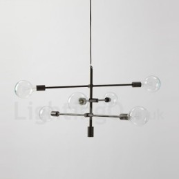 Lámpara de araña de cobre de 6 luces con pantalla de cristal