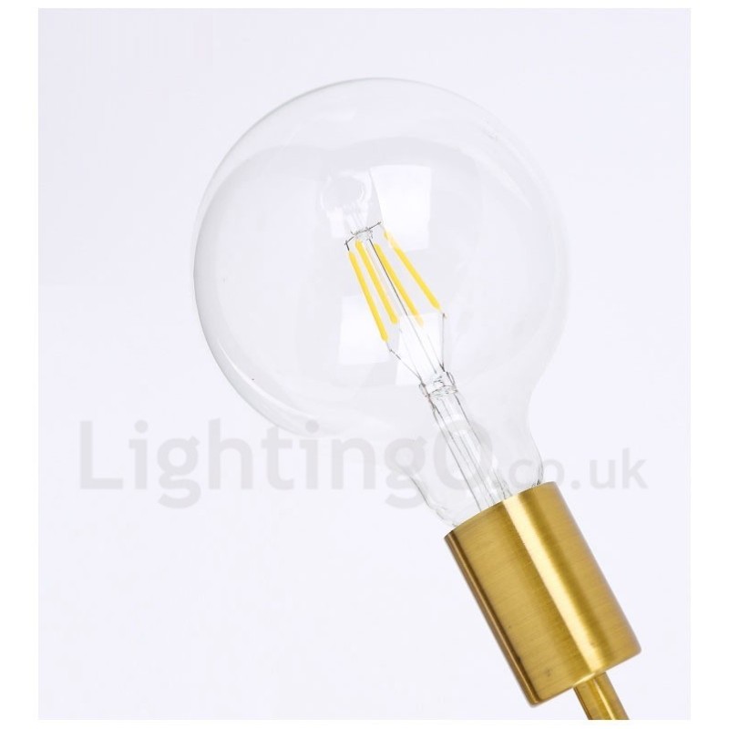 Lámpara de araña de cobre de 6 luces con pantalla de cristal