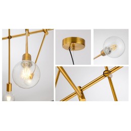 Lámpara de araña de cobre de 6 luces con pantalla de cristal