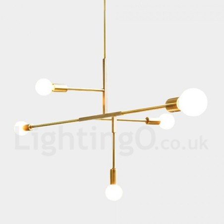 Lámpara de araña moderna y contemporánea de cobre de 5 luces Lámpara de araña moderna y contemporánea de cobre de 5 luces