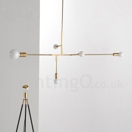 Lámpara de araña moderna y contemporánea de cobre de 5 luces