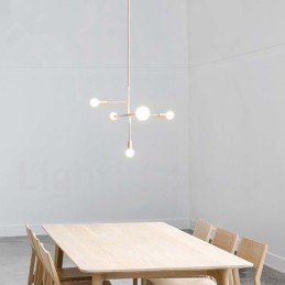 Lámpara de araña moderna y contemporánea de cobre de 5 luces