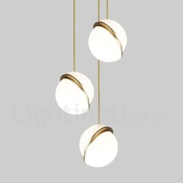 Lámpara colgante moderna contemporánea de cobre con pantalla de cristal