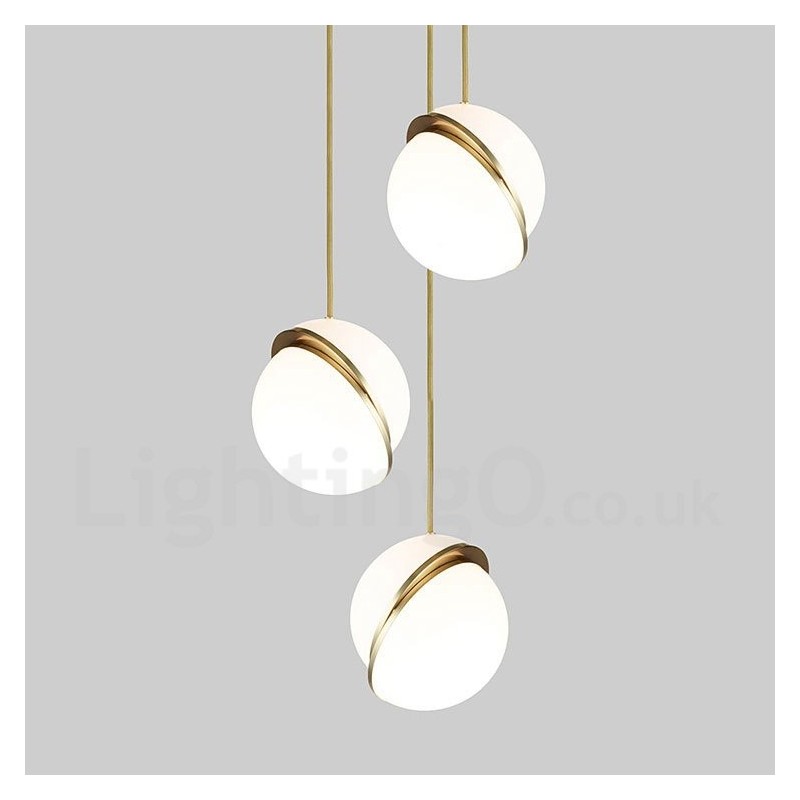 Lámpara colgante moderna contemporánea de cobre con pantalla de cristal