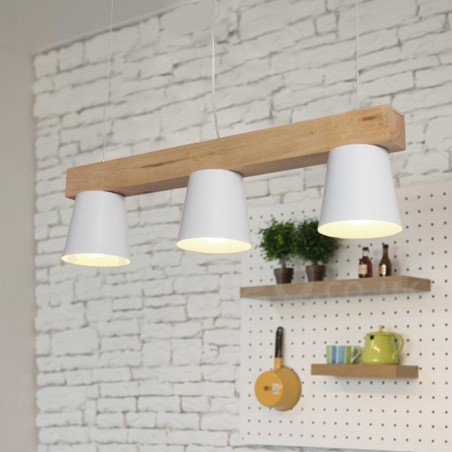 Lámpara colgante de madera contemporánea moderna de 3 luces Lámpara colgante de madera contemporánea moderna de 3 luces