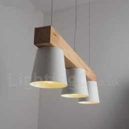 Lámpara colgante de madera contemporánea moderna de 3 luces