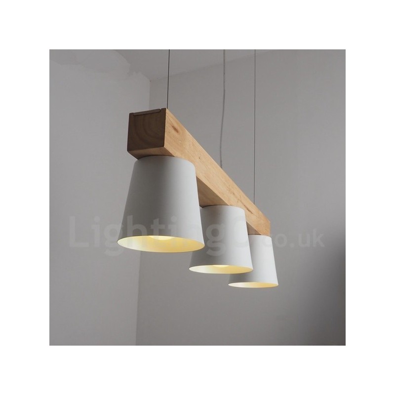 Lámpara colgante de madera contemporánea moderna de 3 luces