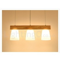 Lámpara colgante de madera contemporánea moderna de 3 luces
