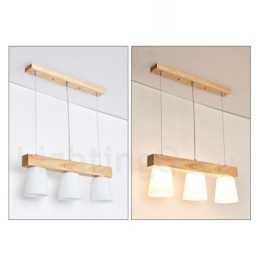 Lámpara colgante de madera contemporánea moderna de 3 luces
