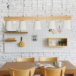 Lámpara colgante de madera contemporánea moderna de 5 luces