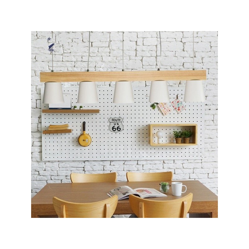 Lámpara colgante de madera contemporánea moderna de 5 luces
