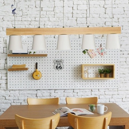 Lámpara colgante de madera contemporánea moderna de 5 luces Lámpara colgante de madera contemporánea moderna de 5 luces